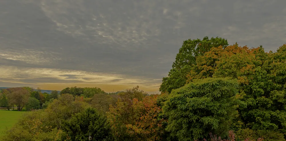 Blick über Felder und Wald bei Schleiz